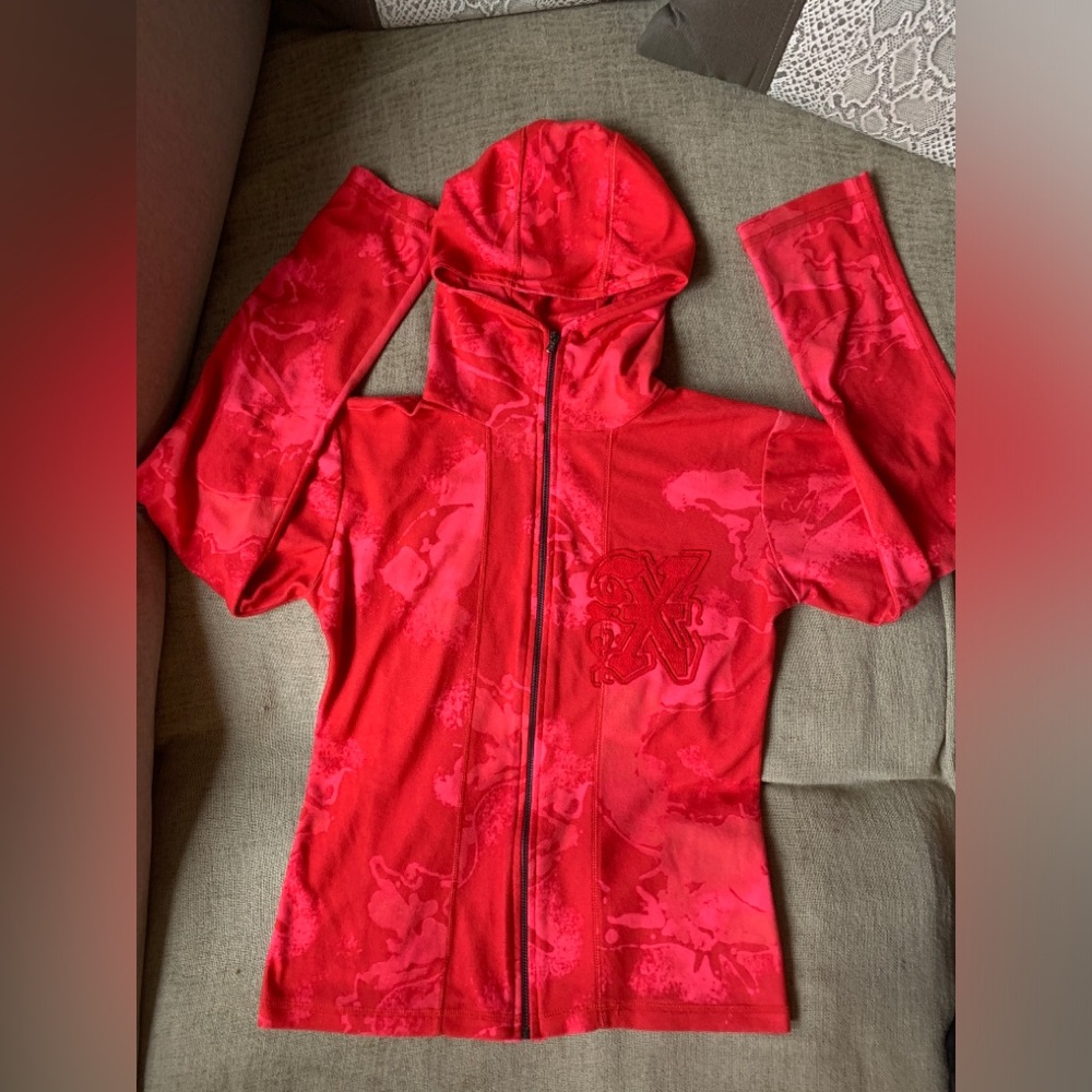 Red Pink Fashion Hoodie Front Zipper Italy Size  S